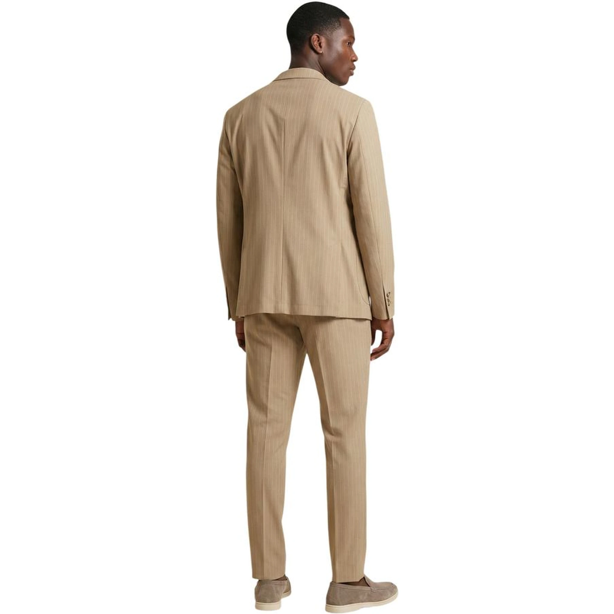 Beige Polyester Two-Piece Suit