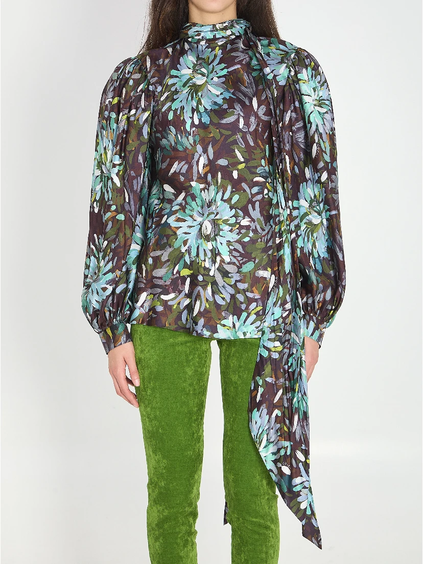Printed silk twill shirt