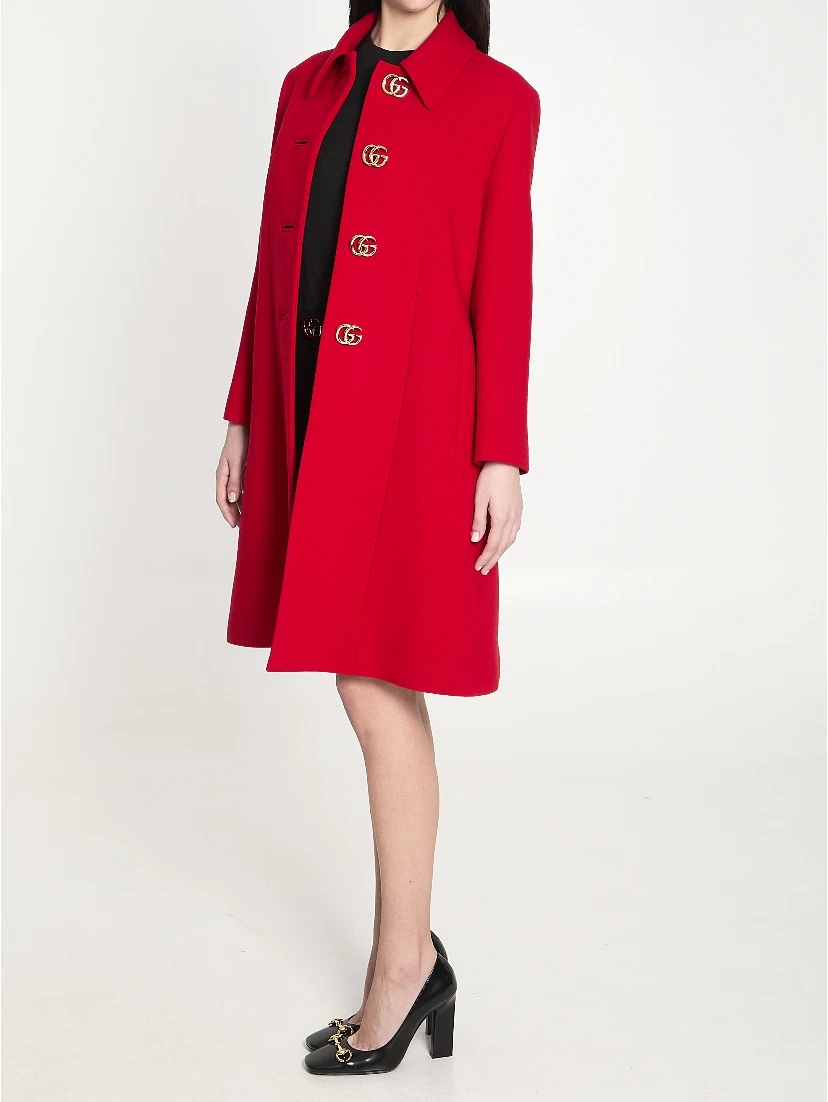 Double G natté wool coat