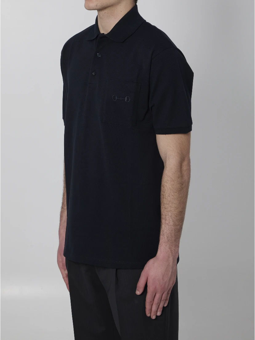 Embroidered cotton piqué polo shirt