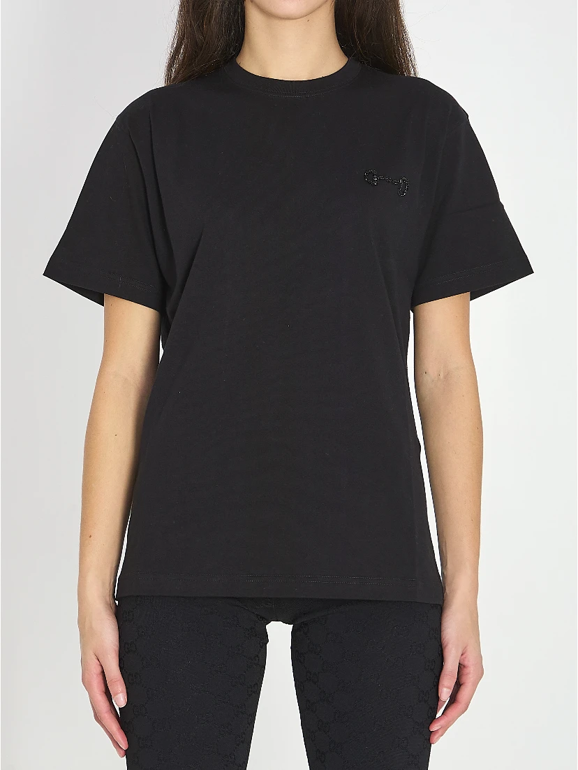 Cotton jersey T-shirt with embroidery