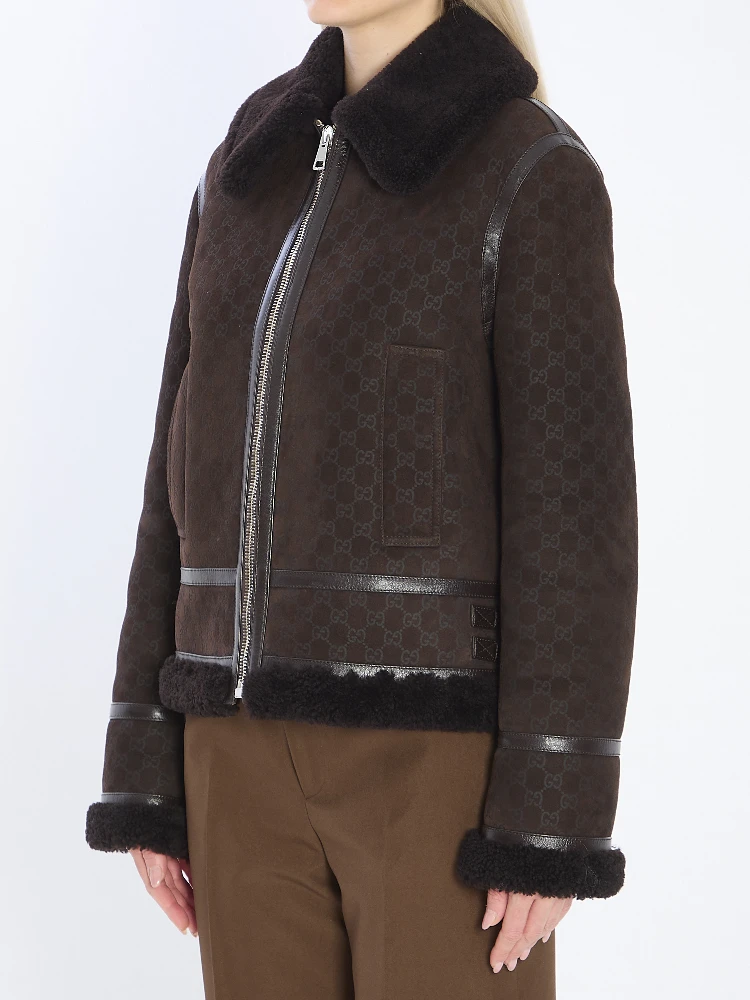 Suede leather and shearling jacket alternative