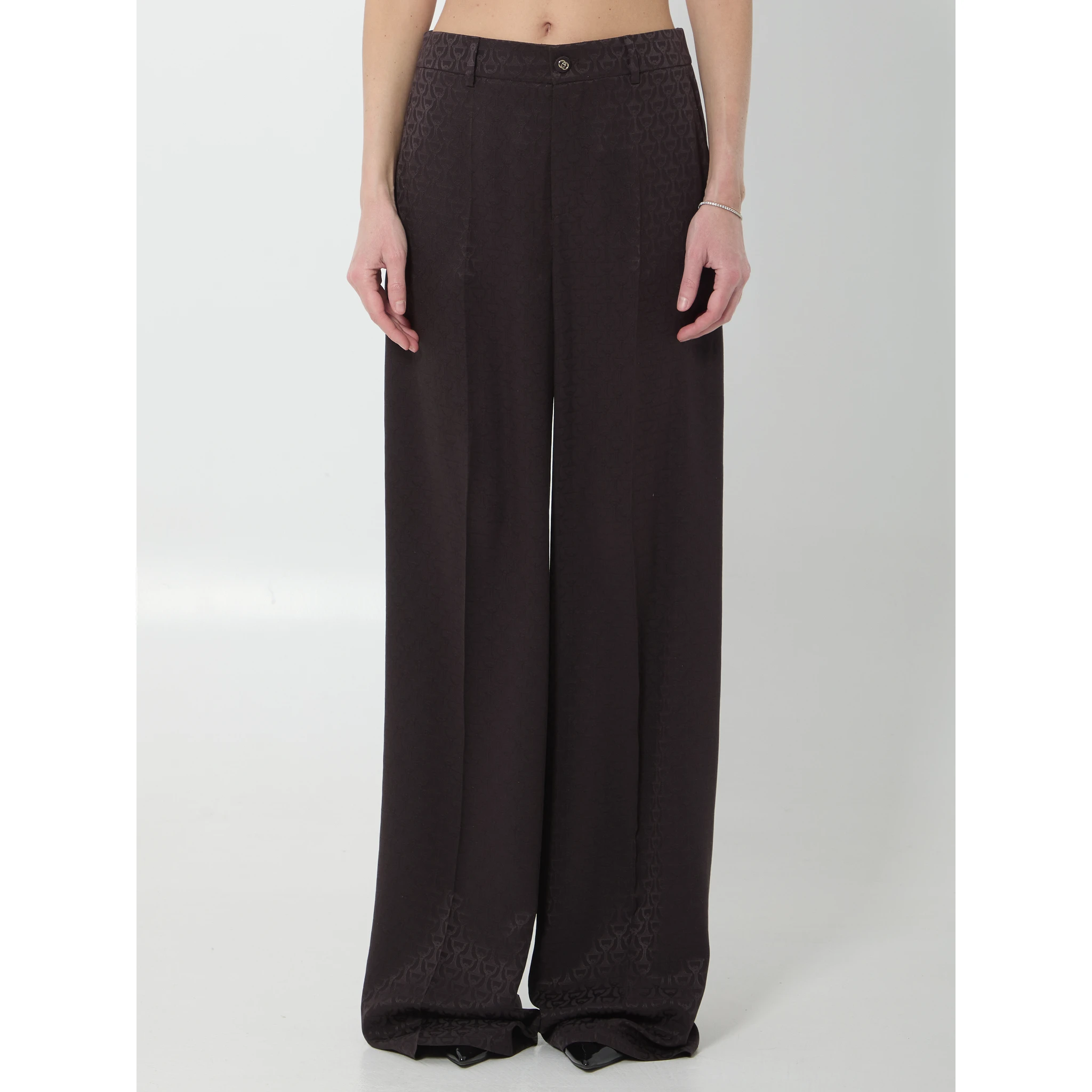 Silk jacquard pant with Horsebit