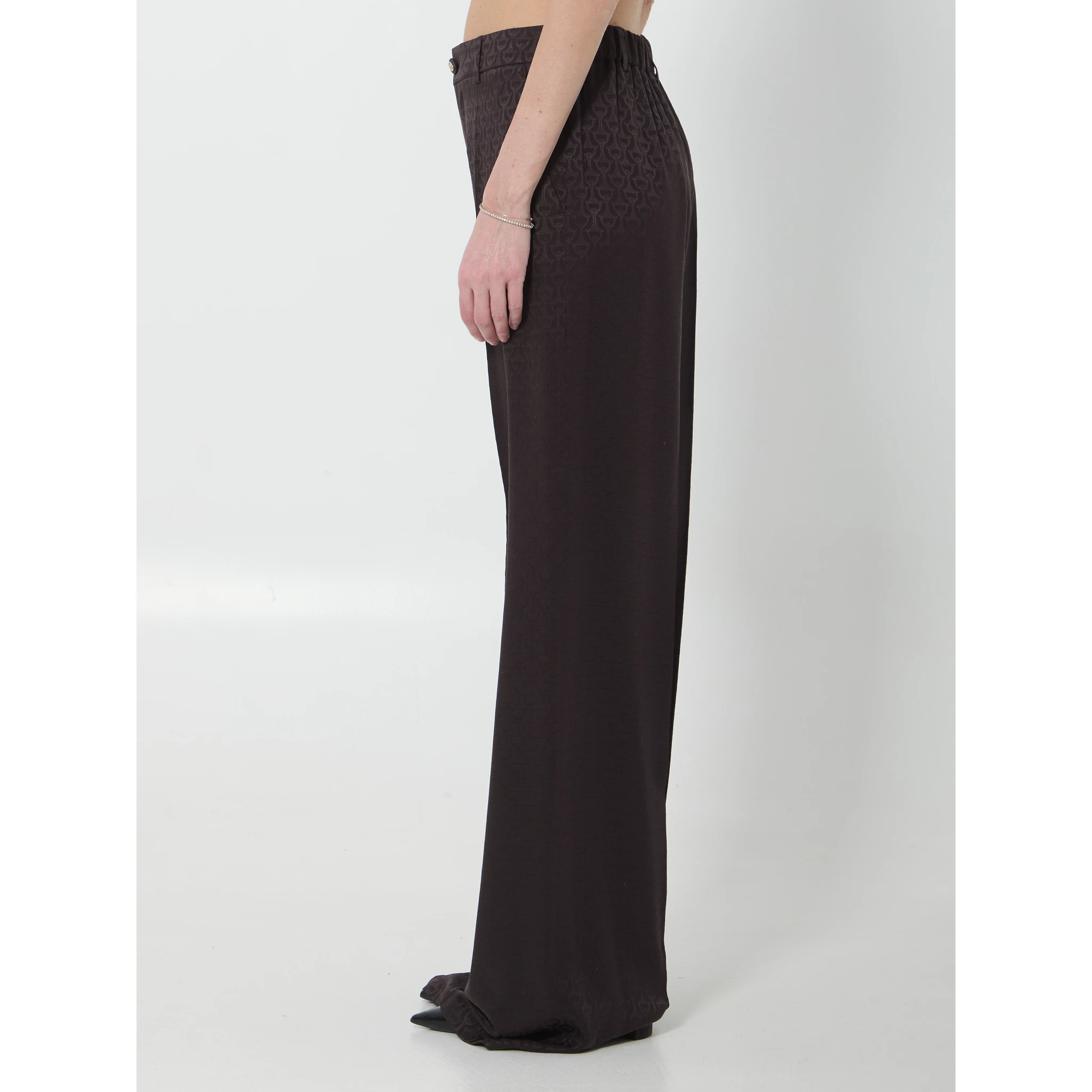 Silk jacquard pant with Horsebit