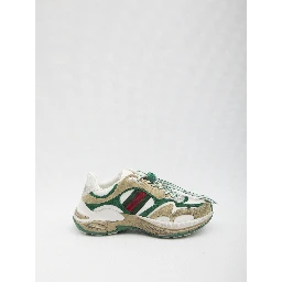 Drawstring leather sneakers