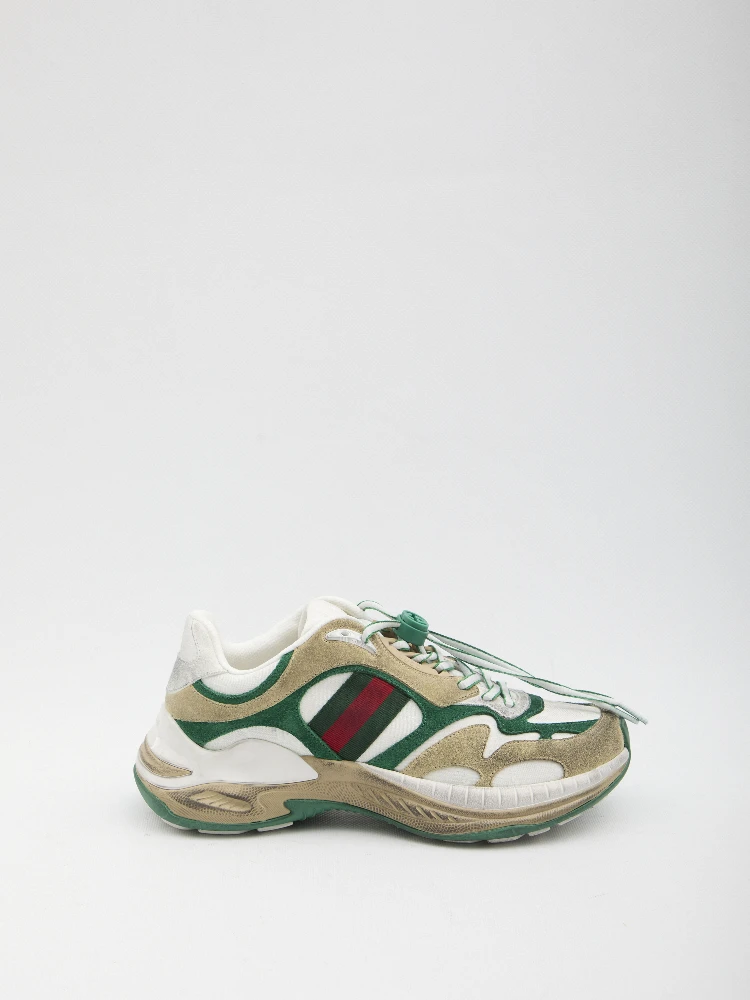 Drawstring leather sneakers