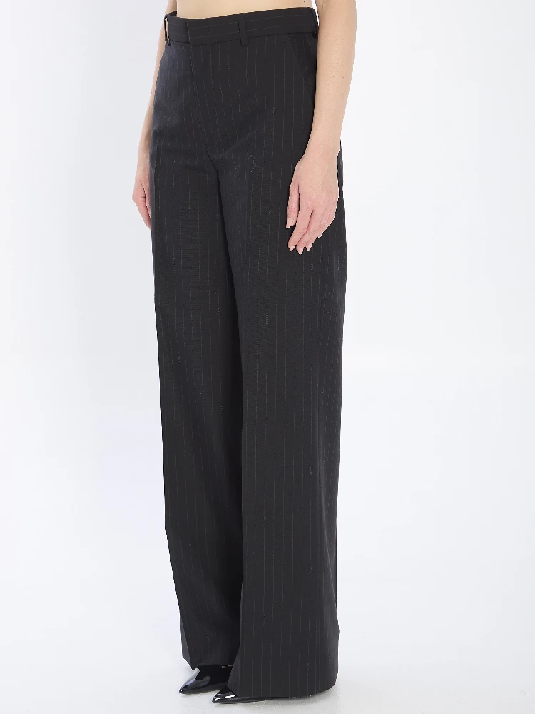 Pinstriped wool trousers alternative