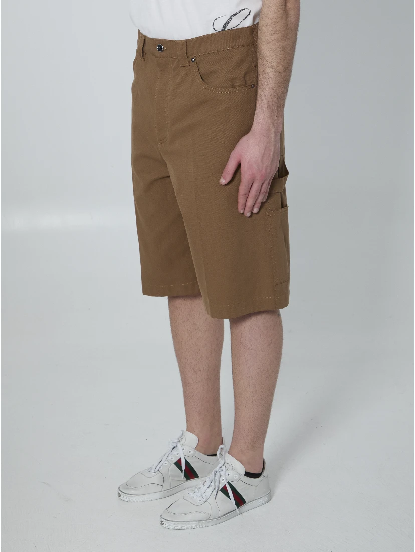 Camel denim Bermuda shorts