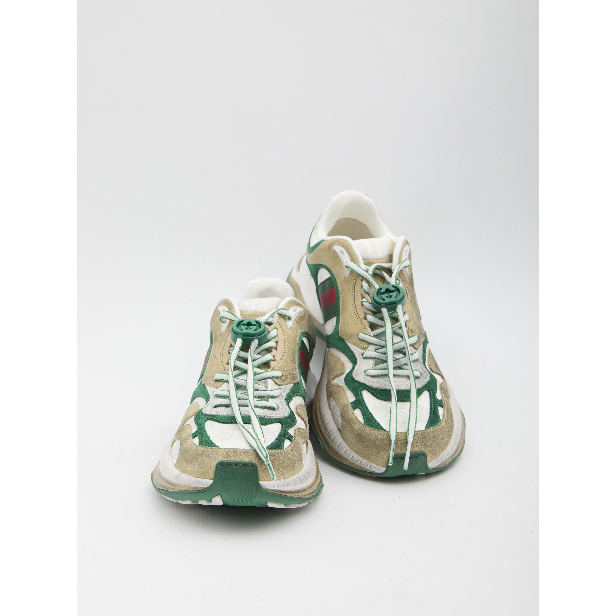 Drawstring leather sneakers
