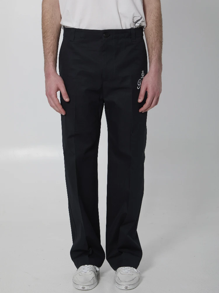 Printed cotton twill pants