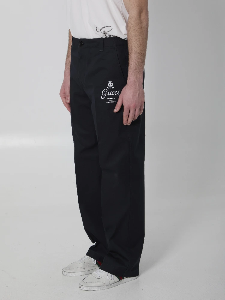 Printed cotton twill pants alternative