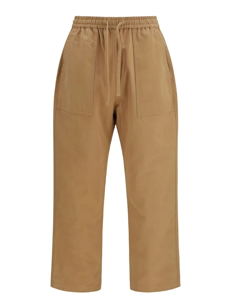 Beige Cotton Casual Pants