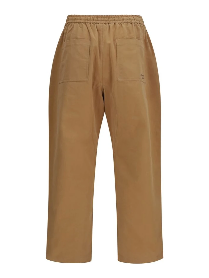 Beige Cotton Casual Pants