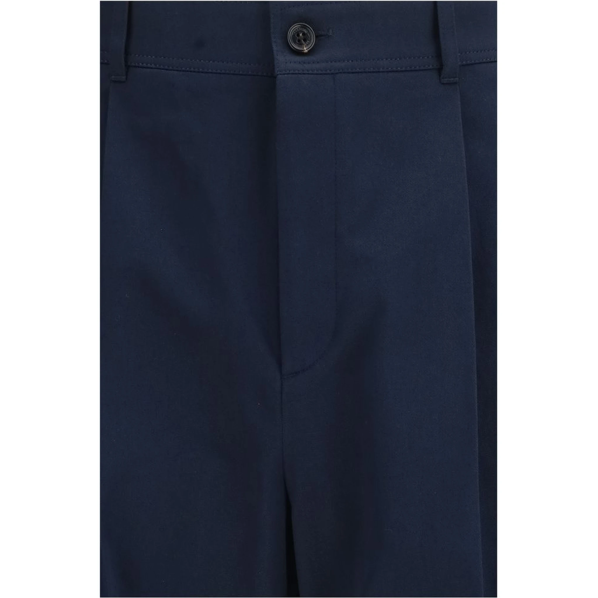 Blue Cotton Casual Pants