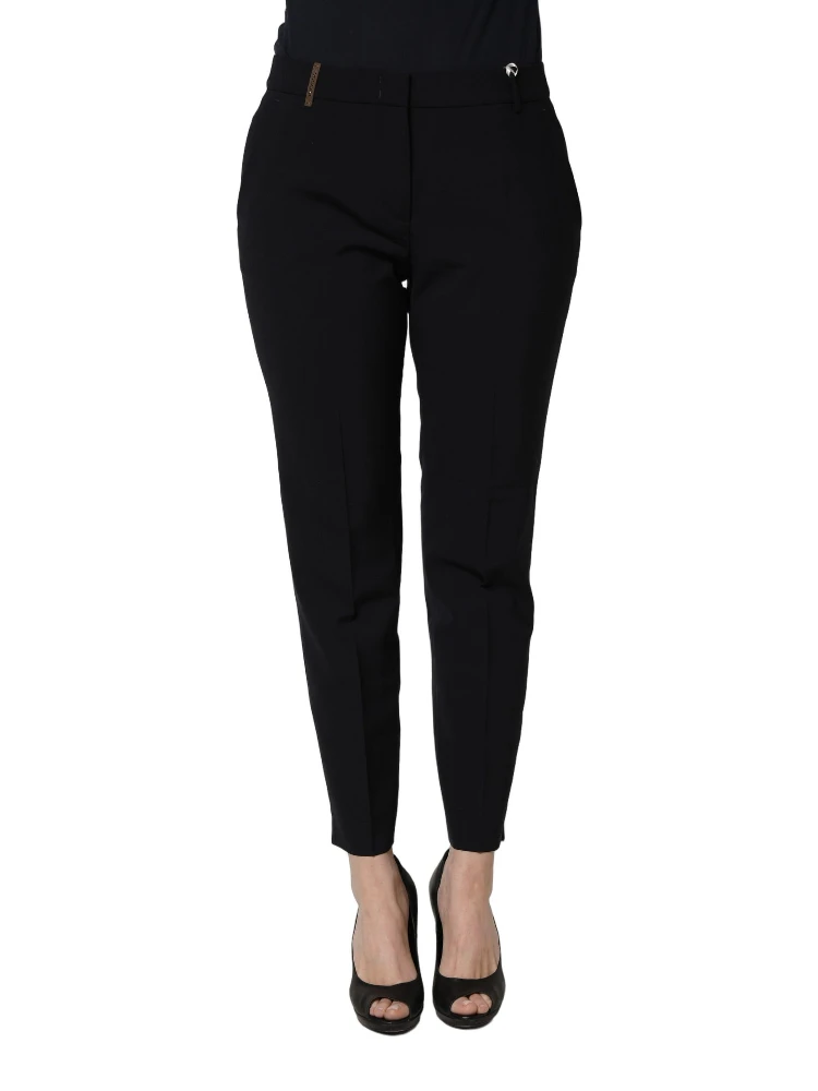 Black Skinny Mid Waist Chino Women Trouser Pants