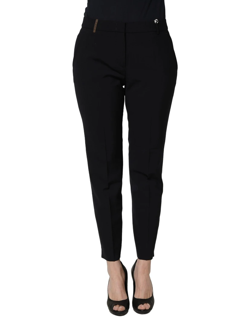 Black Skinny Mid Waist Chino Women Trouser Pants