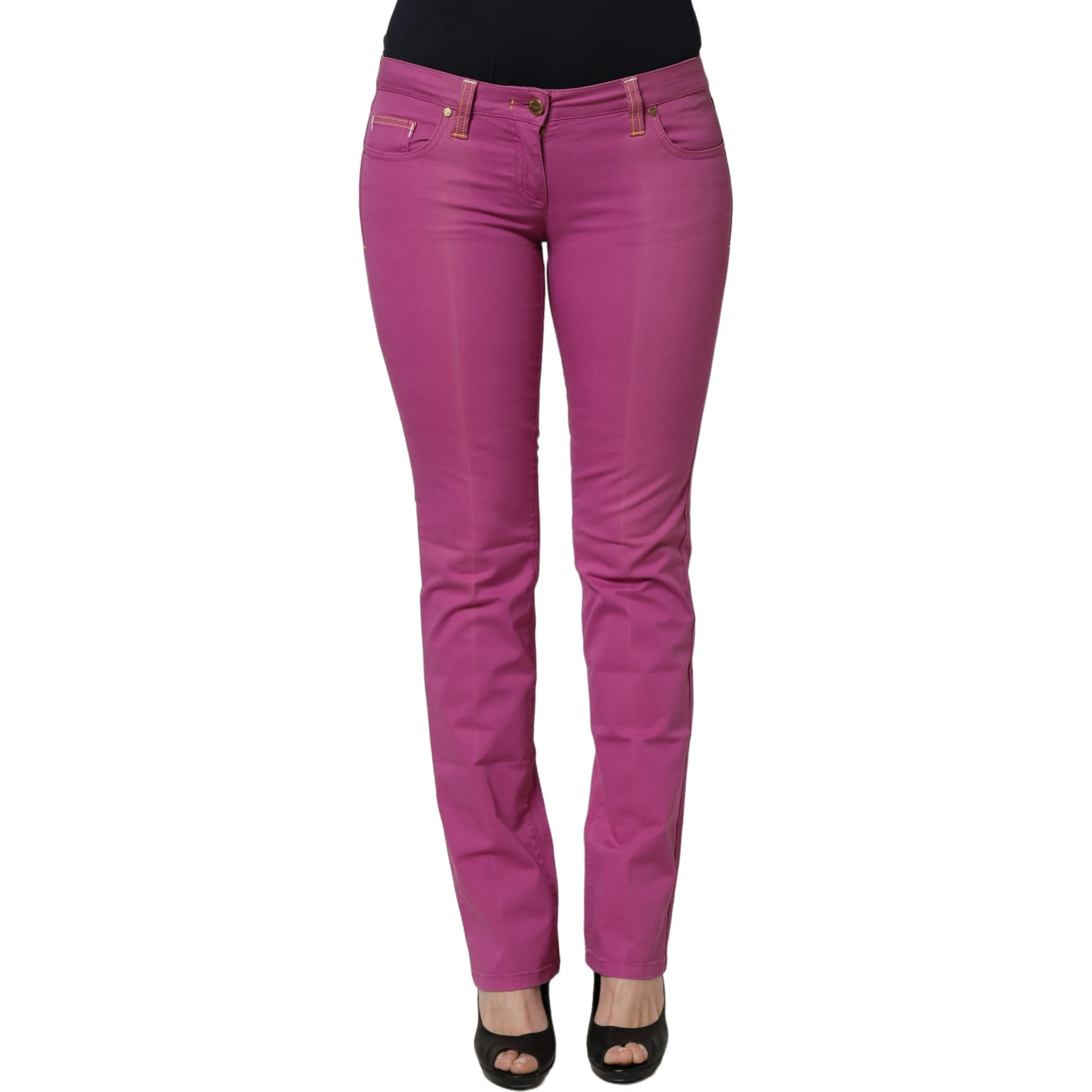 Purple Cotton Slim Fit Denim Trouser Jeans