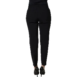 Black Skinny Mid Waist Chino Women Trouser Pants