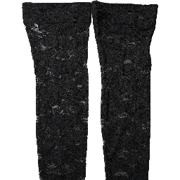 Black Floral Lace Thigh High Stockings Socks