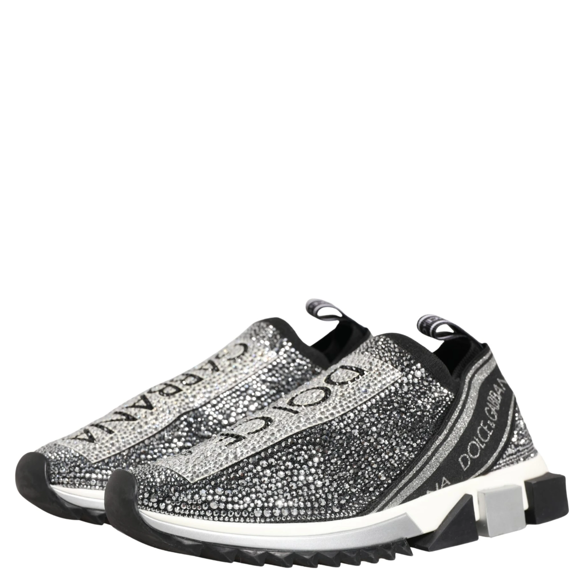 Silver Crystal Logo Slip On Sorrento Sneakers Shoes