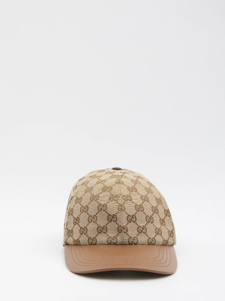 Baseball cap with leather visor