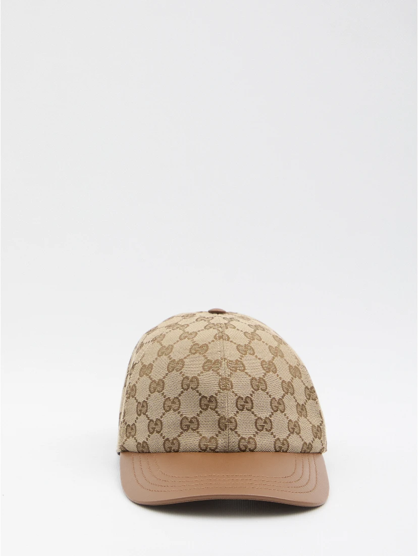 Baseball cap with leather visor