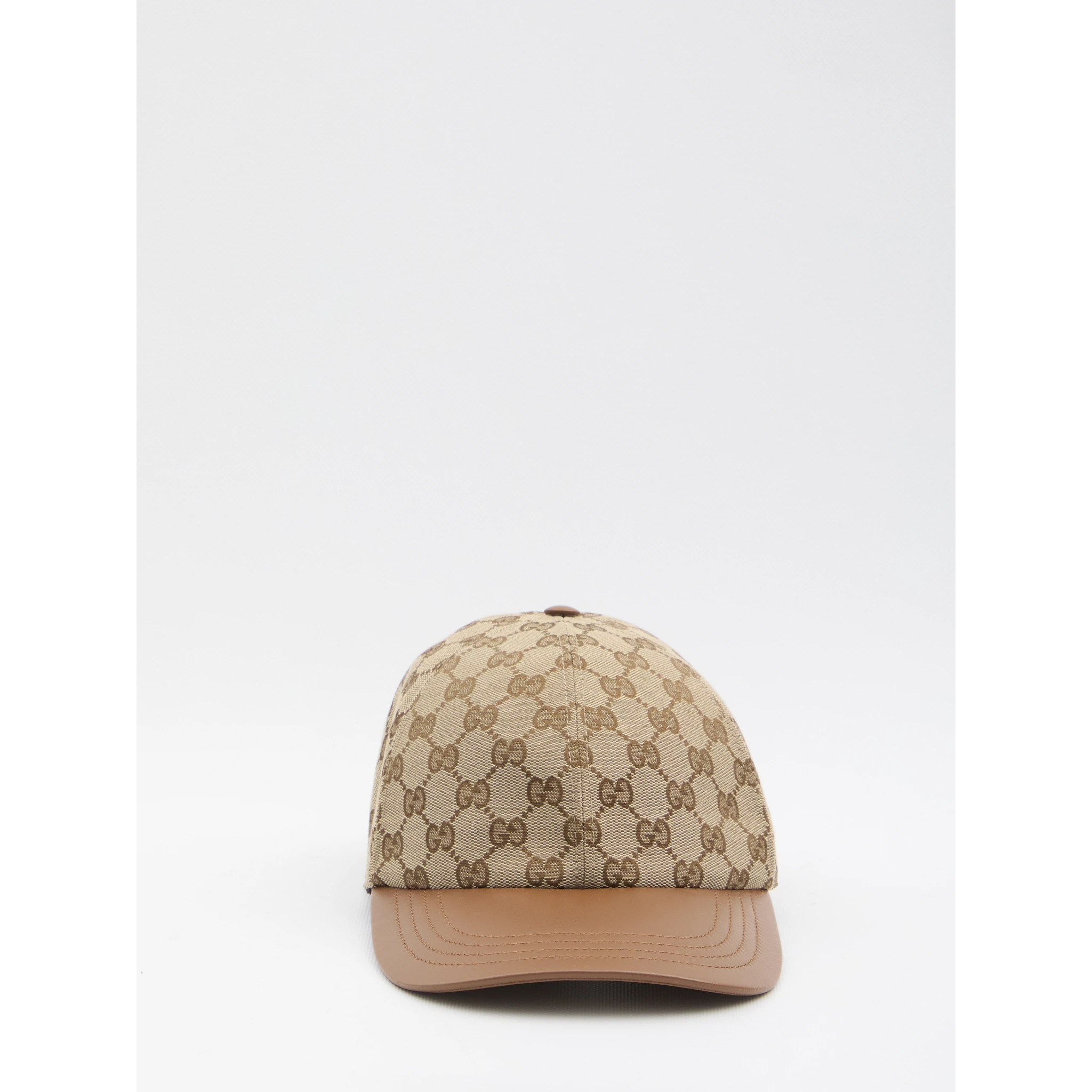 Baseball cap with leather visor