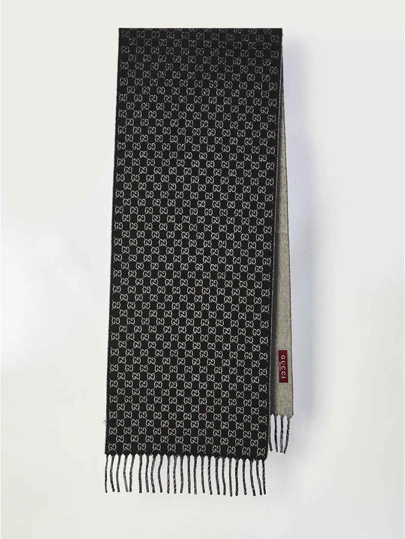 Wool and cashmere GG scarf