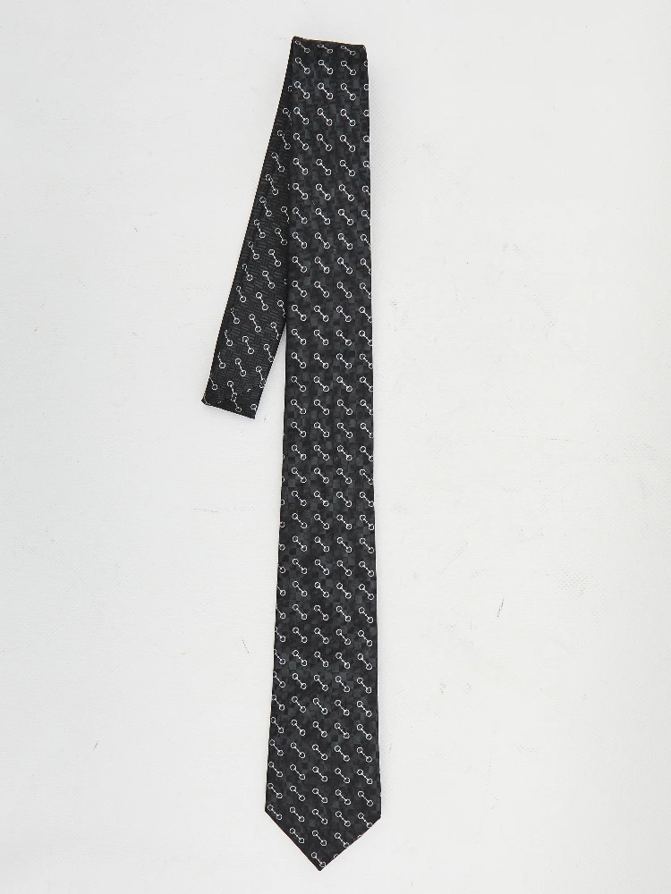 Silk jacquard tie with Horsebit
