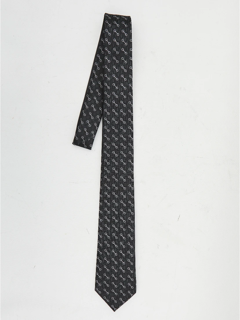 Silk jacquard tie with Horsebit