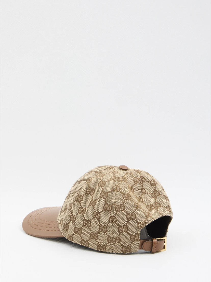 Baseball cap with leather visor