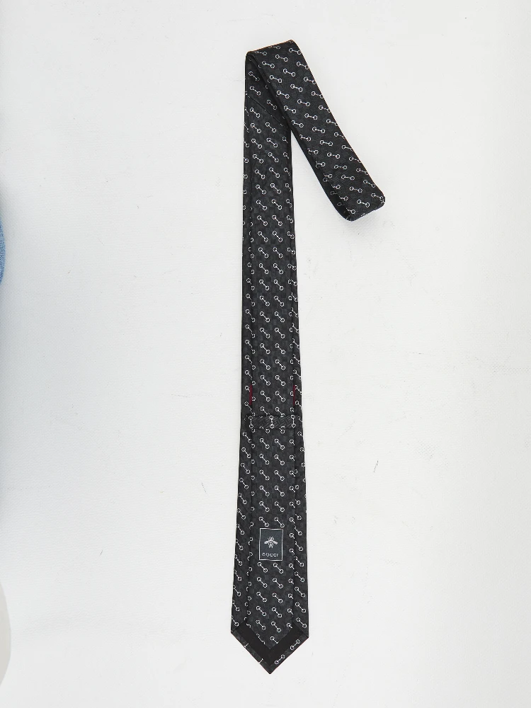 Silk jacquard tie with Horsebit alternative