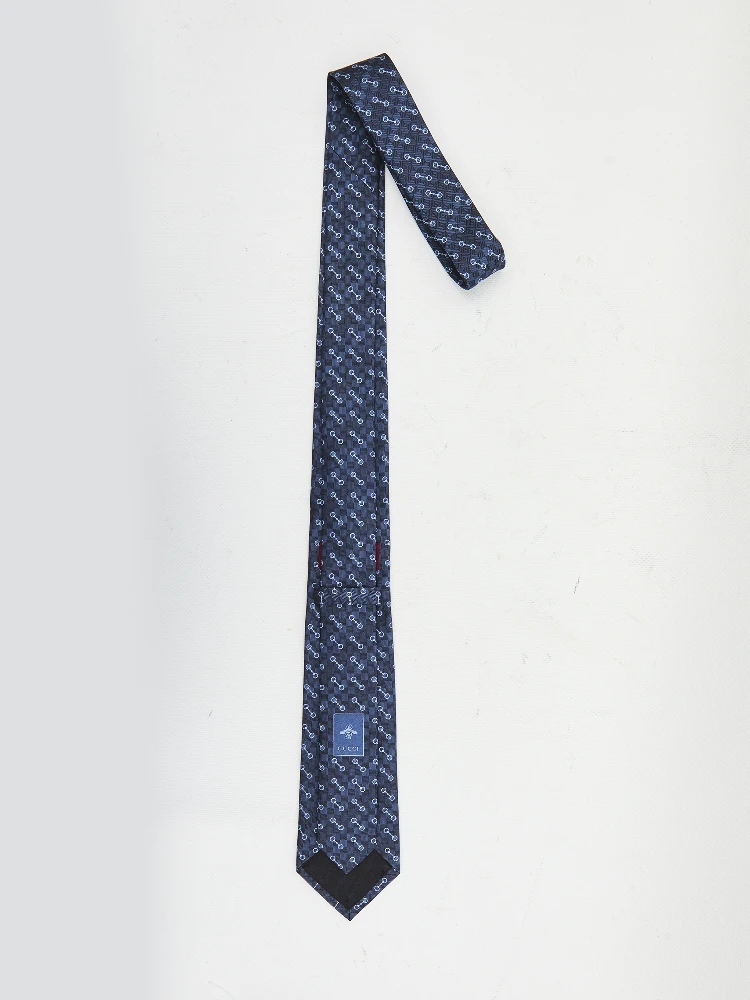 Silk jacquard tie with Horsebit alternative