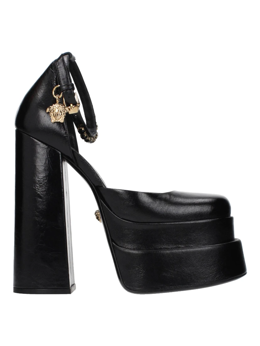 Black Leather Platform Pumps