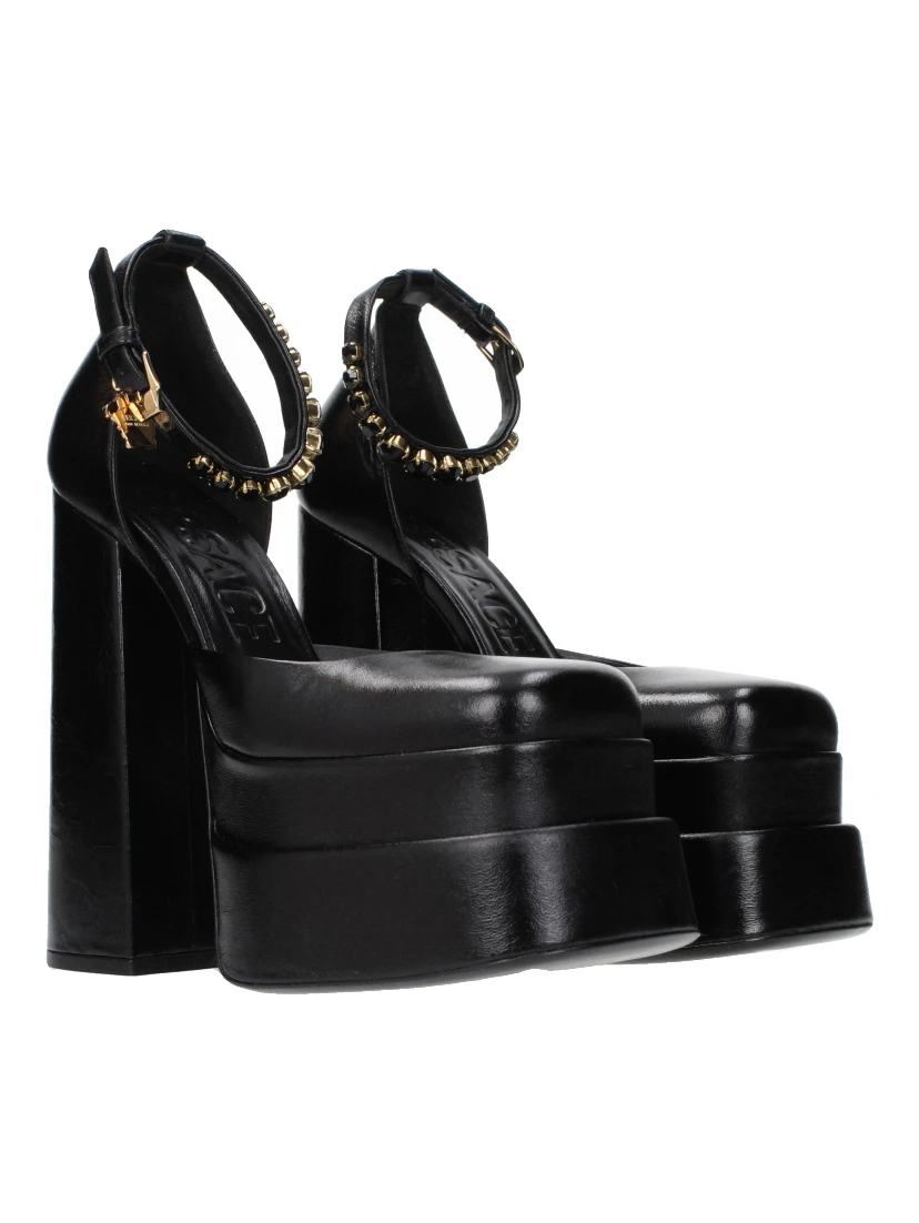 Black Leather Platform Pumps