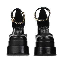 Black Leather Platform Pumps