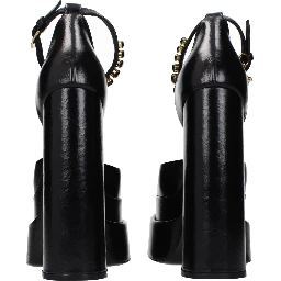 Black Leather Platform Pumps