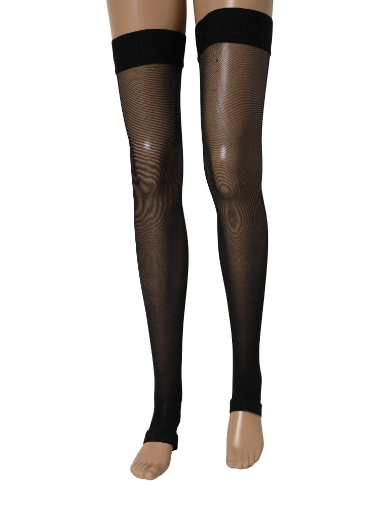 Black Sheer Nylon Thigh High Stockings Socks