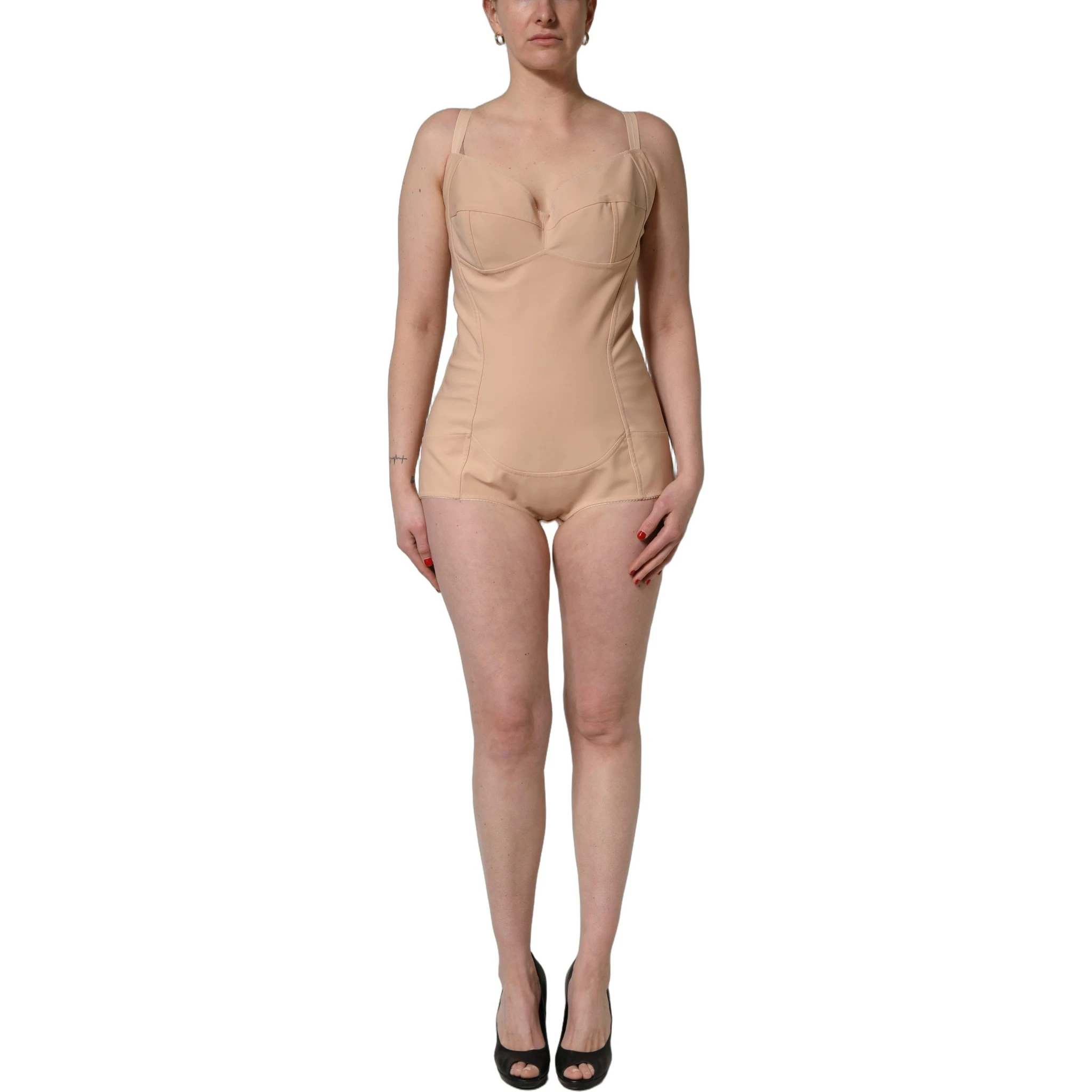 Nude Nylon Full Body Shaper Bodysuit Top