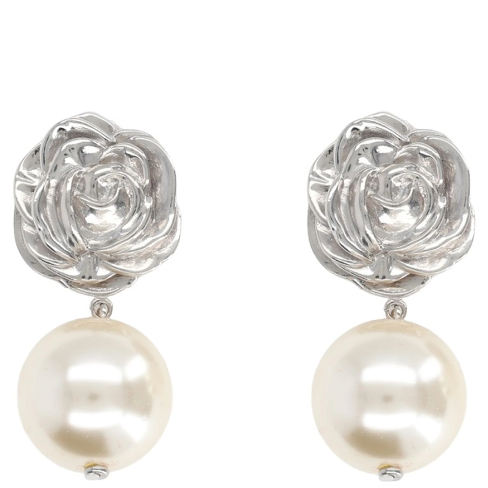 ORECCHINI CON ROSA E PERLA