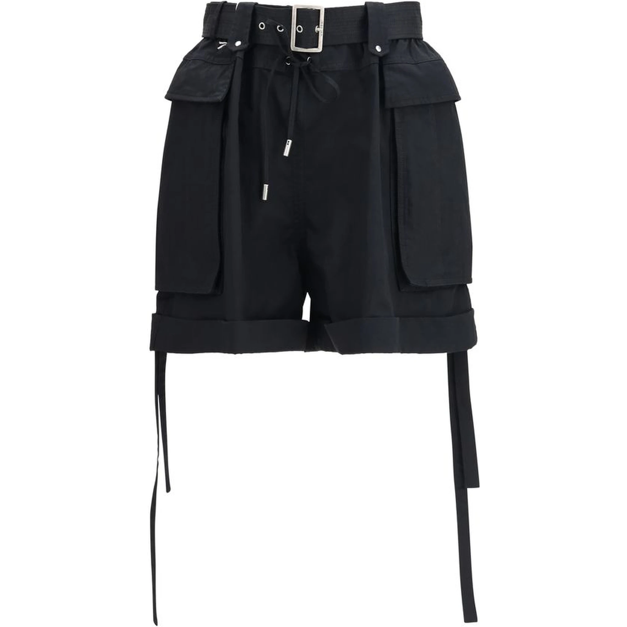 Black Cotton Cargo Shorts