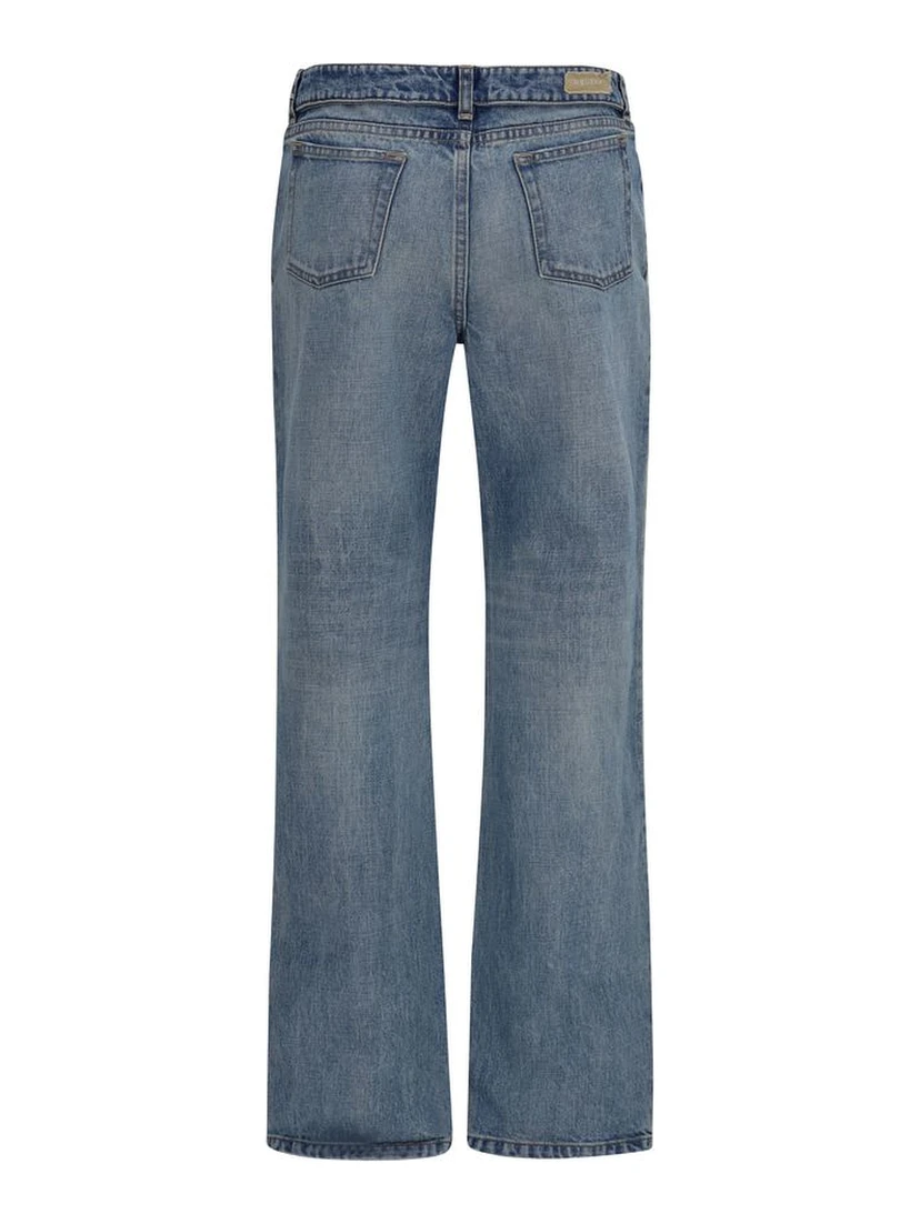 Blue Cotton Straight-Leg Jeans