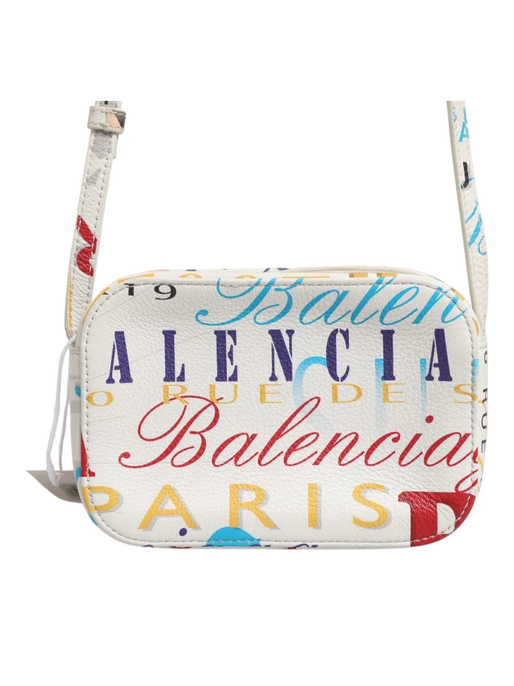 White Graffiti Print Leather Mini City Handbag alternative