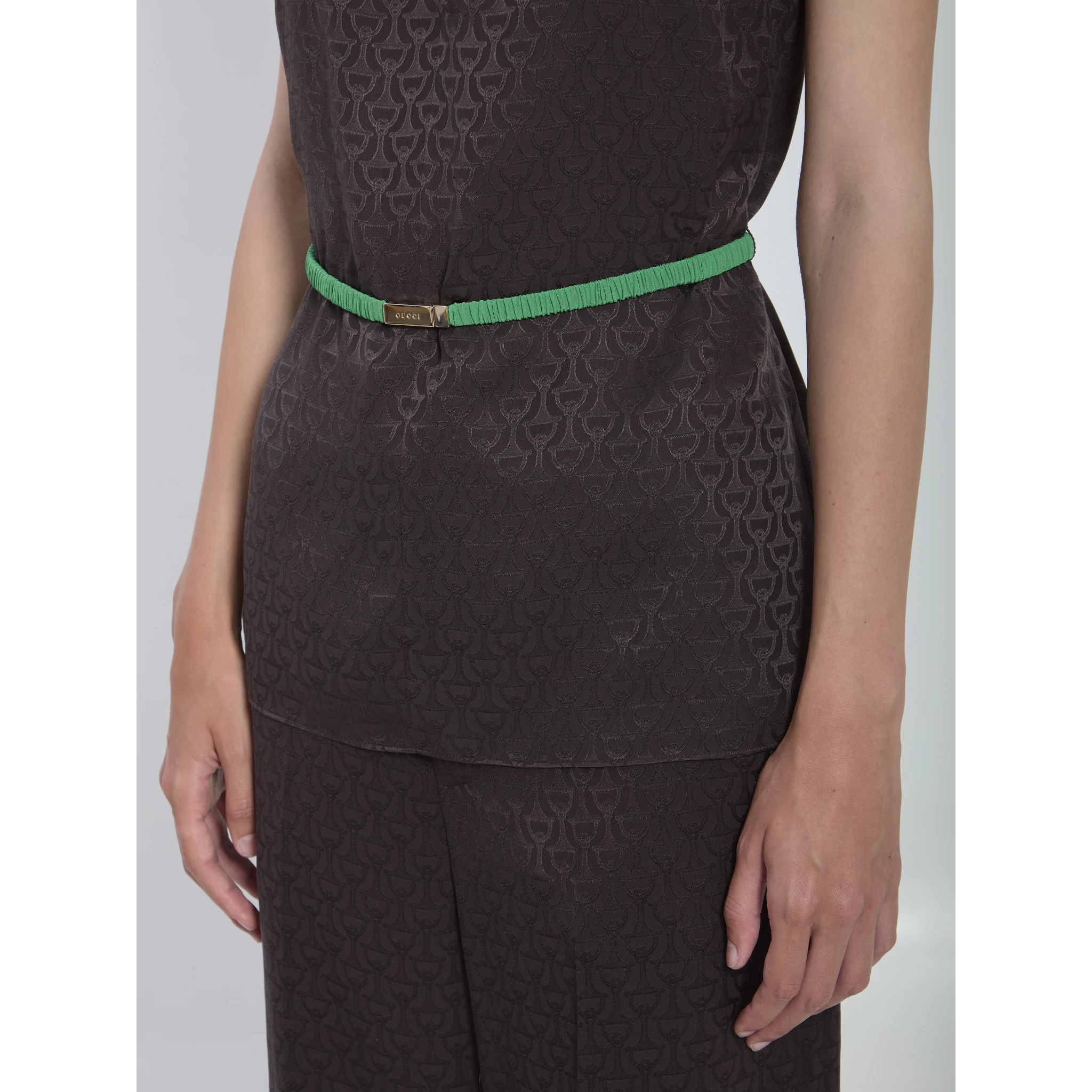Silk jacquard top with Horsebit