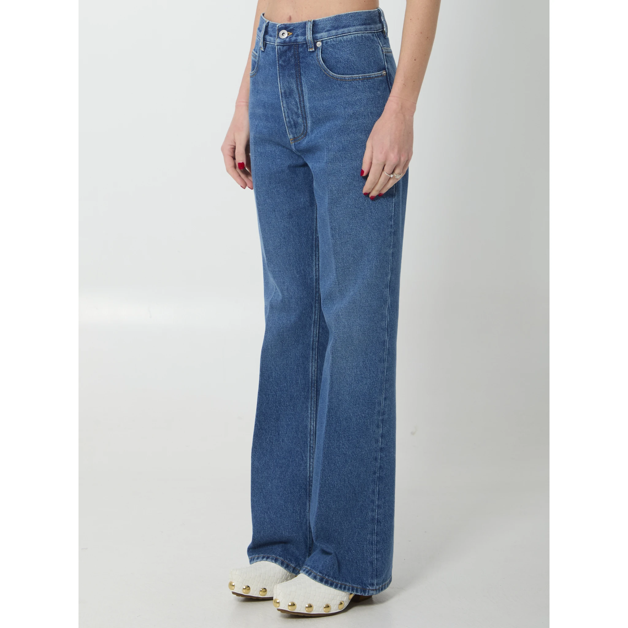 Medium indigo wash flared jeans