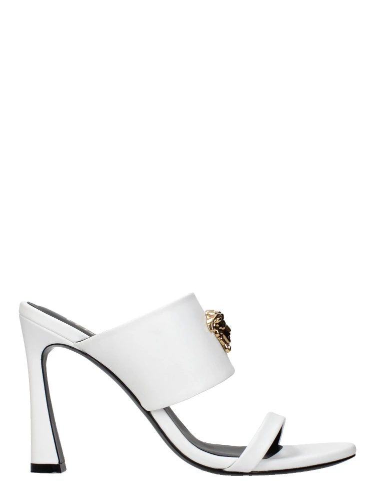 Blue Leather Stiletto Heel Sandals