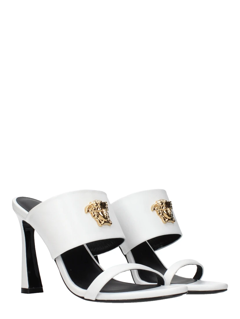 Blue Leather Stiletto Heel Sandals