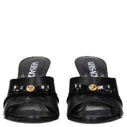 Black Leather Wedge Sandals
