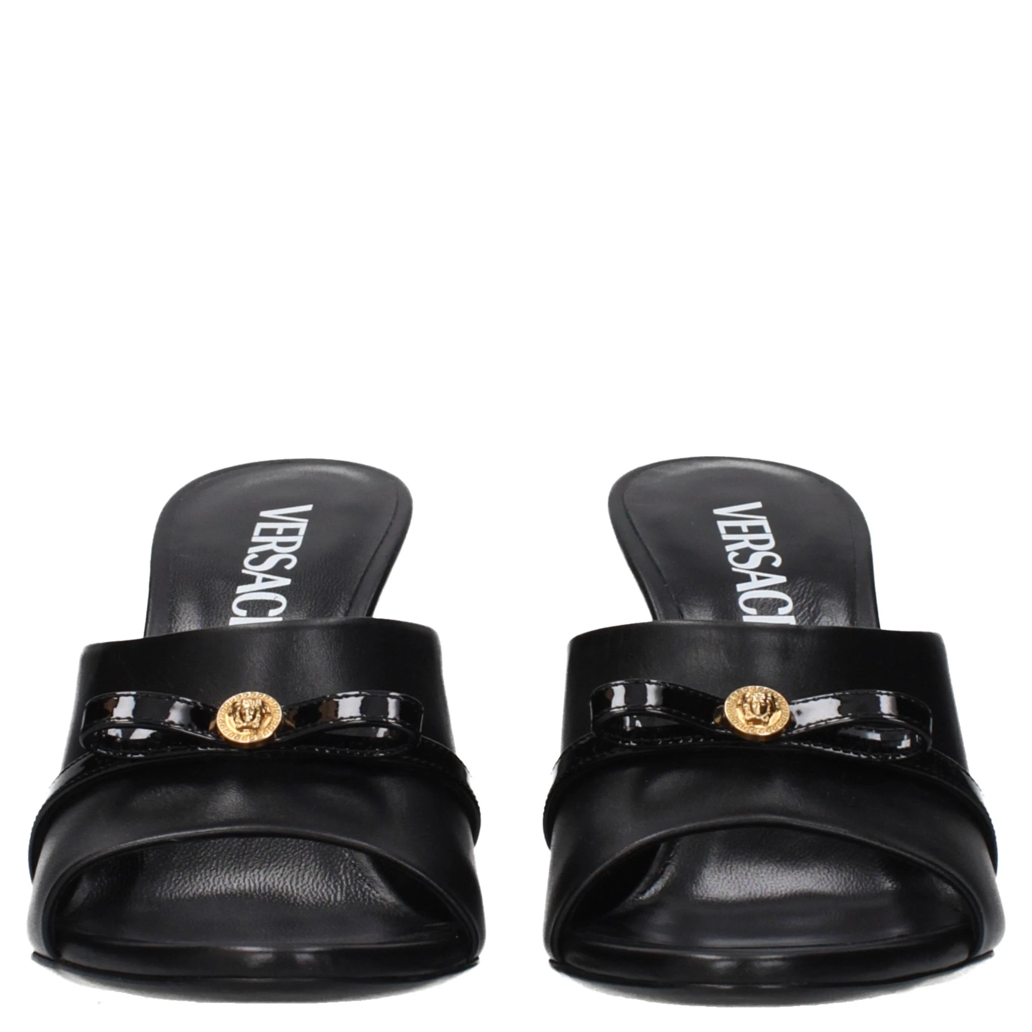 Black Leather Wedge Sandals