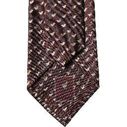 Burgundy Geometric Silk Adjustable Men Tied Necktie Tie
